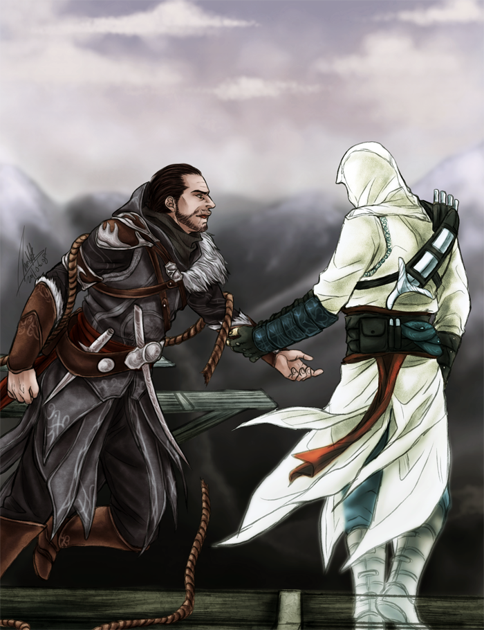 2boys, assassin's_creed, assassin's_creed:_revelations, assassin's_creed, assassin's_creed:_revelations, beard, blade, cape
