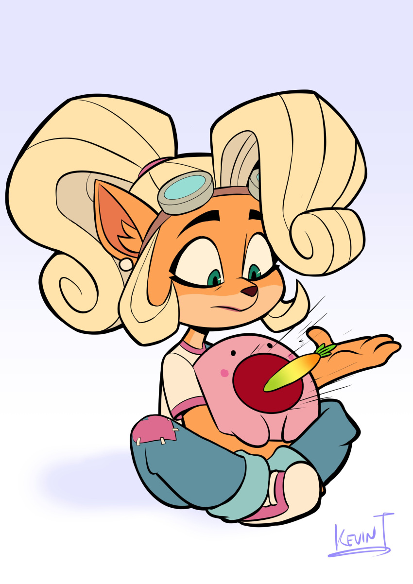 1girl, :o, absurdres, animal_ear_piercing, animal_nose, artist_name, blue_overalls, blush_stickers