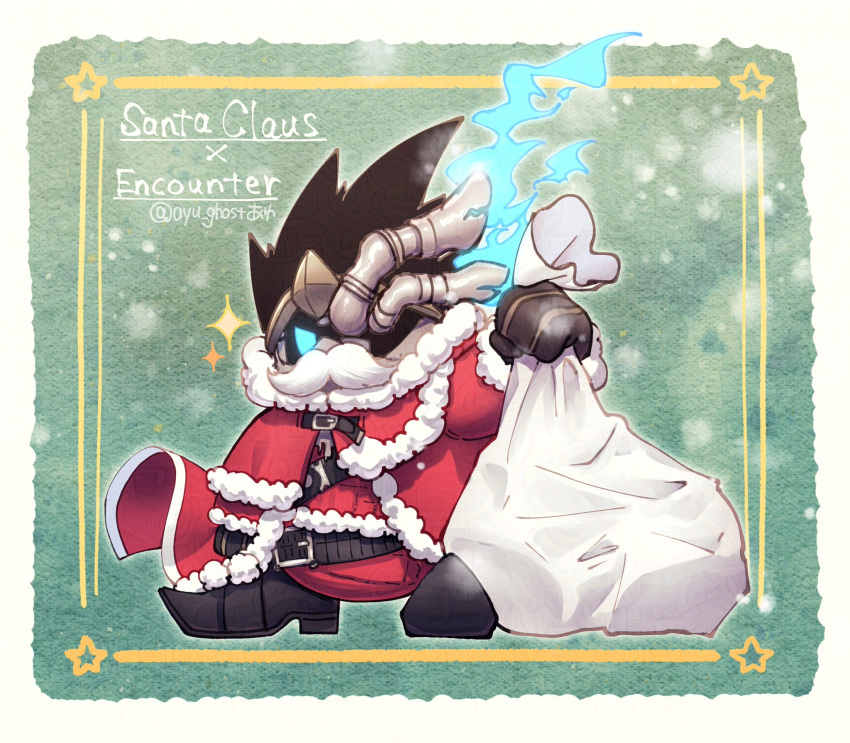 blue_fire, christmas, darkkeroro, exhaust_pipe, fake_facial_hair, fake_mustache, fire, full_body