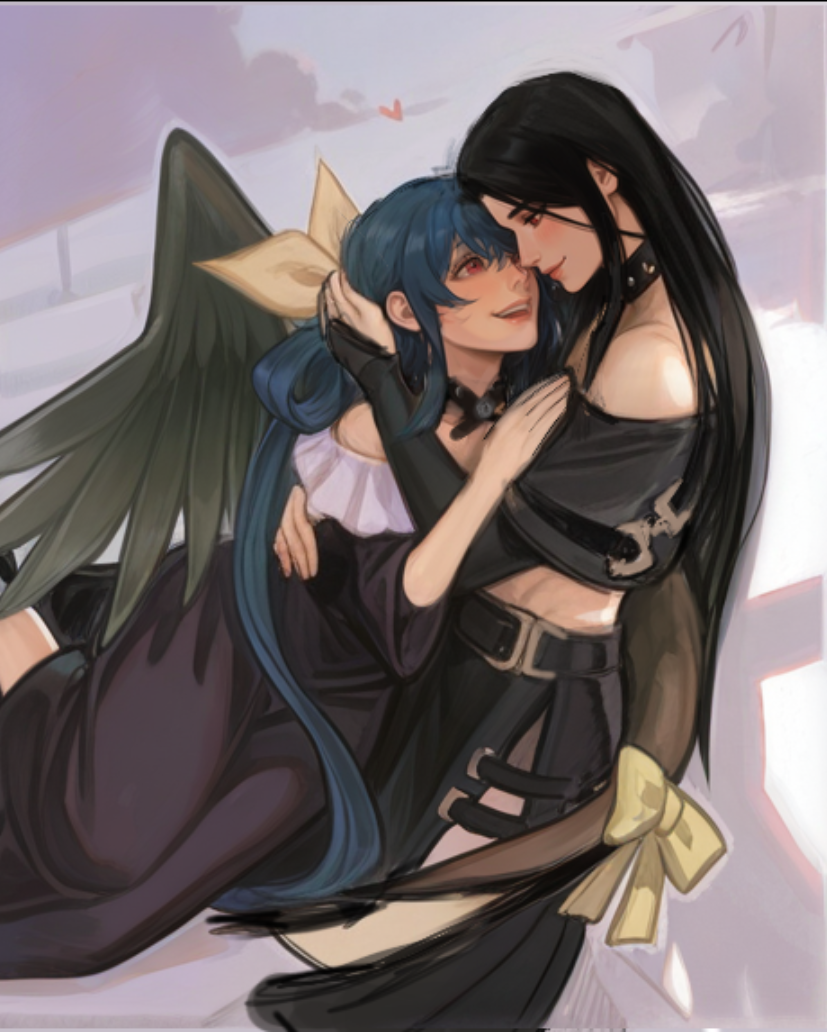 ,, couple, couple_in_love, dizzy_(guilty_gear), dress, embracing,, guilty_gear, guilty_gear_xx