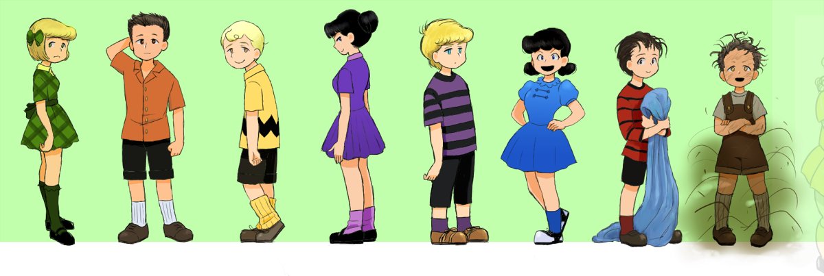 3girls, 5boys, argyle_clothes, argyle_dress, black_hair, blanket, blonde_hair, brother_and_sister