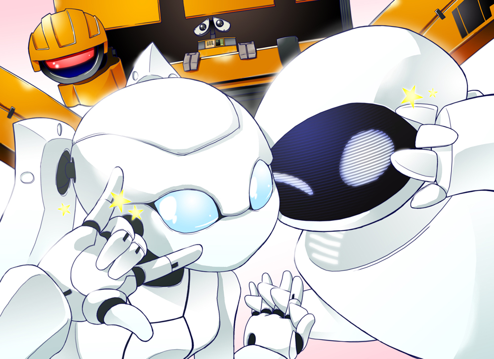 blue_eyes, crossover, disney, drossel_von_flugel, eve_(wall-e), fireball_(series), gedachtnis, glowing