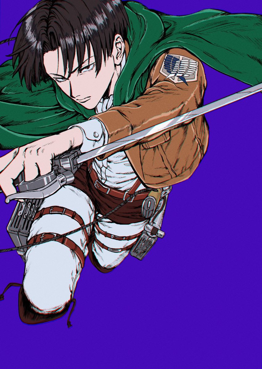 1boy, ascot, boots, brown_boots, brown_hair, brown_jacket, closed_mouth, cropped_jacket