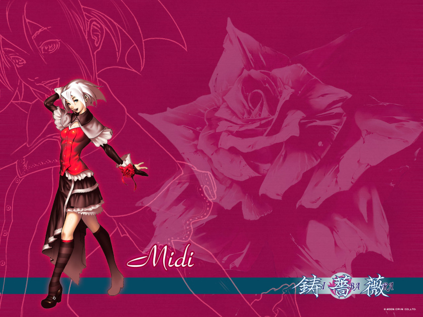 character_name, flower, footwear, ibara, kneehighs, midi_rose, possible_duplicate, rose