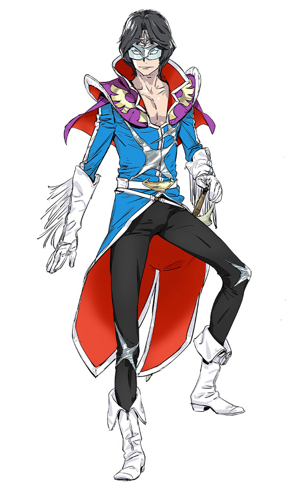 1boy, adam's_apple, belt, black_hair, black_pants, blue_coat, blue_shirt, boots