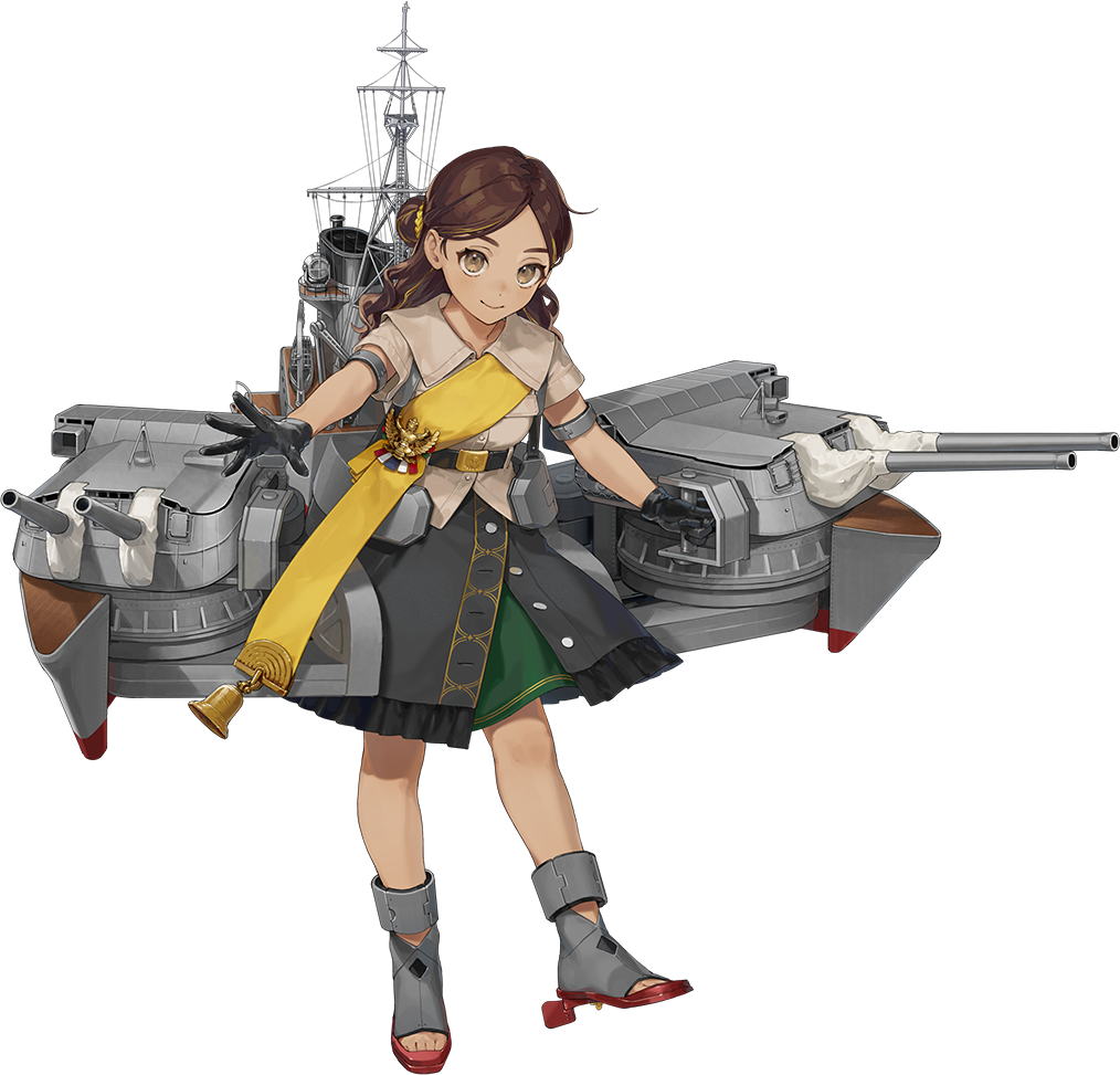 1girl, artist_request, bad_link, bell, black_gloves, black_skirt, brown_eyes, brown_hair