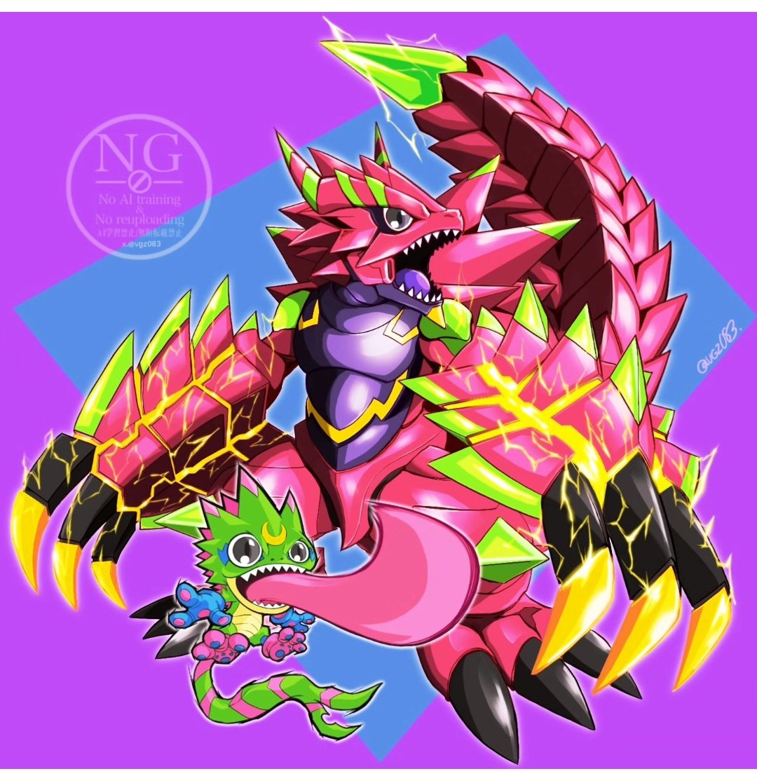 armalizamon, armor, blue_background, border, claws, crescent, digimon, digimon_(creature)