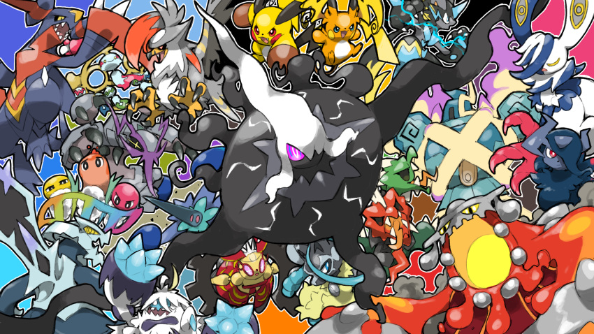 absol, aqua_eyes, baxcalibur, bird, black_eyes, black_sclera, blacknirrow, bright_pupils