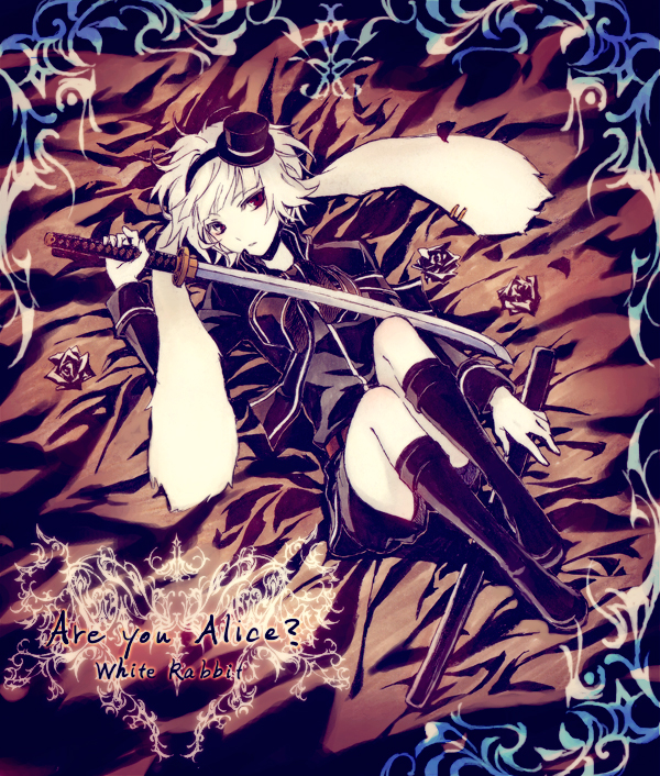 alice_in_wonderland, are_you_alice?, bad_id, boots, bunny_ears, hat, katana, mg_(3458)