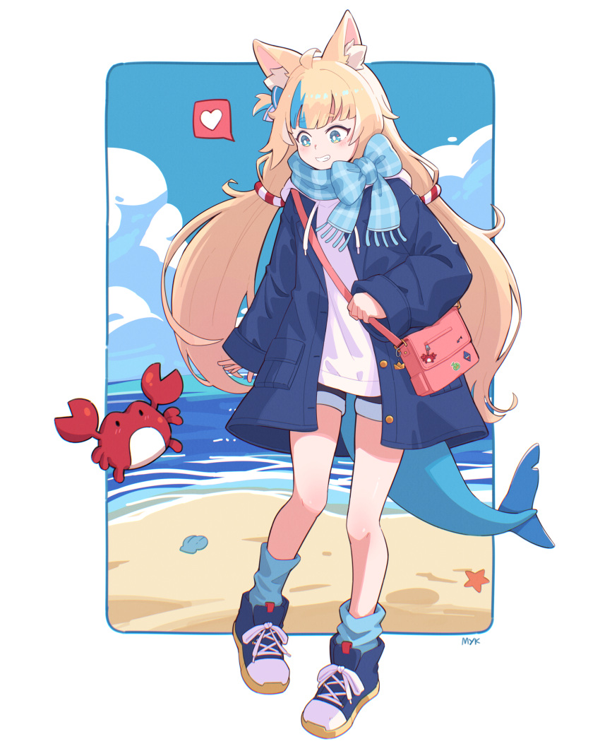 1girl, absurdres, ahoge, alternate_costume, animal_ear_fluff, animal_ears, arm_at_side, artist_name