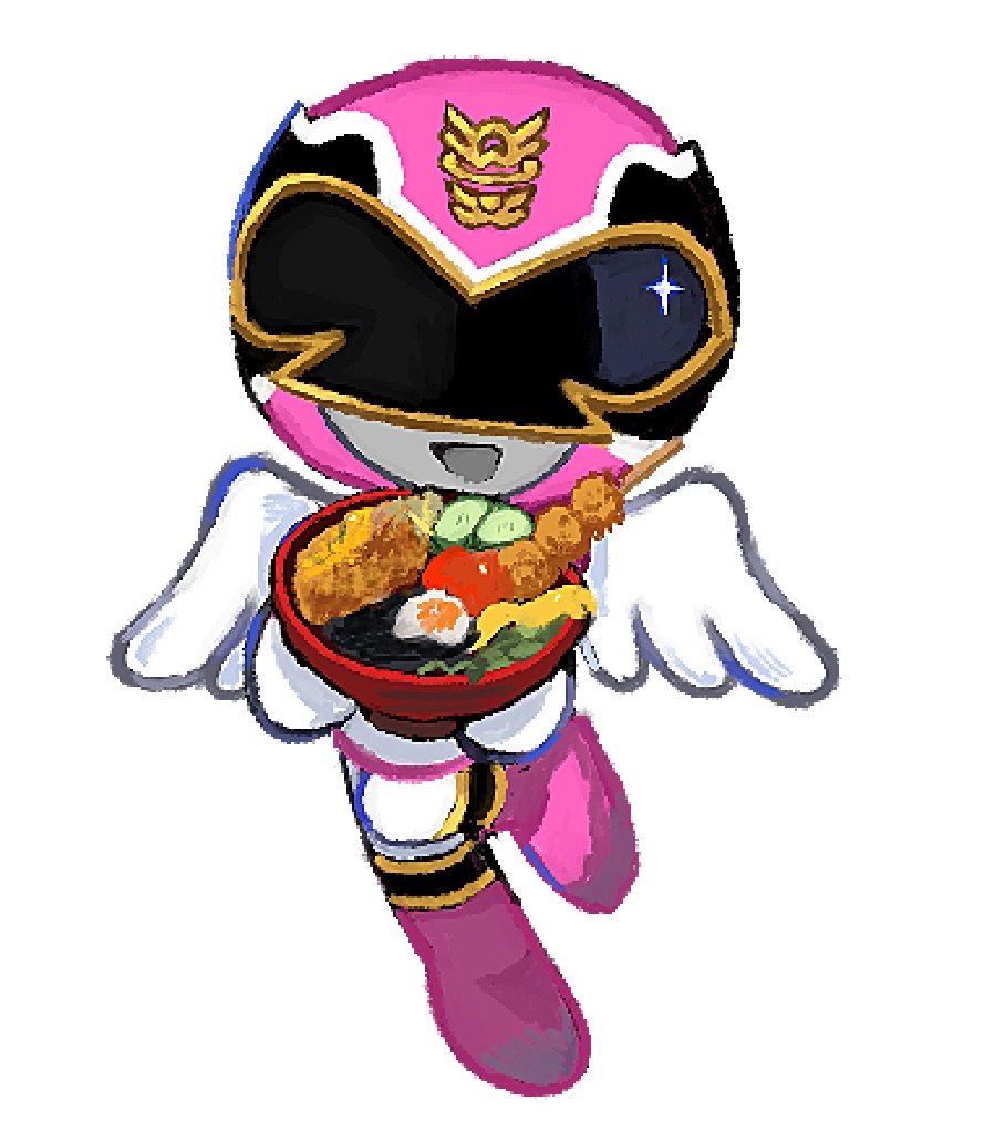 1girl, angel_wings, chibi, eri_(goseiger), hoshiboshisei, pink_ranger, power_rangers, power_rangers_megaforce, super_sentai, tensou_sentai_goseiger