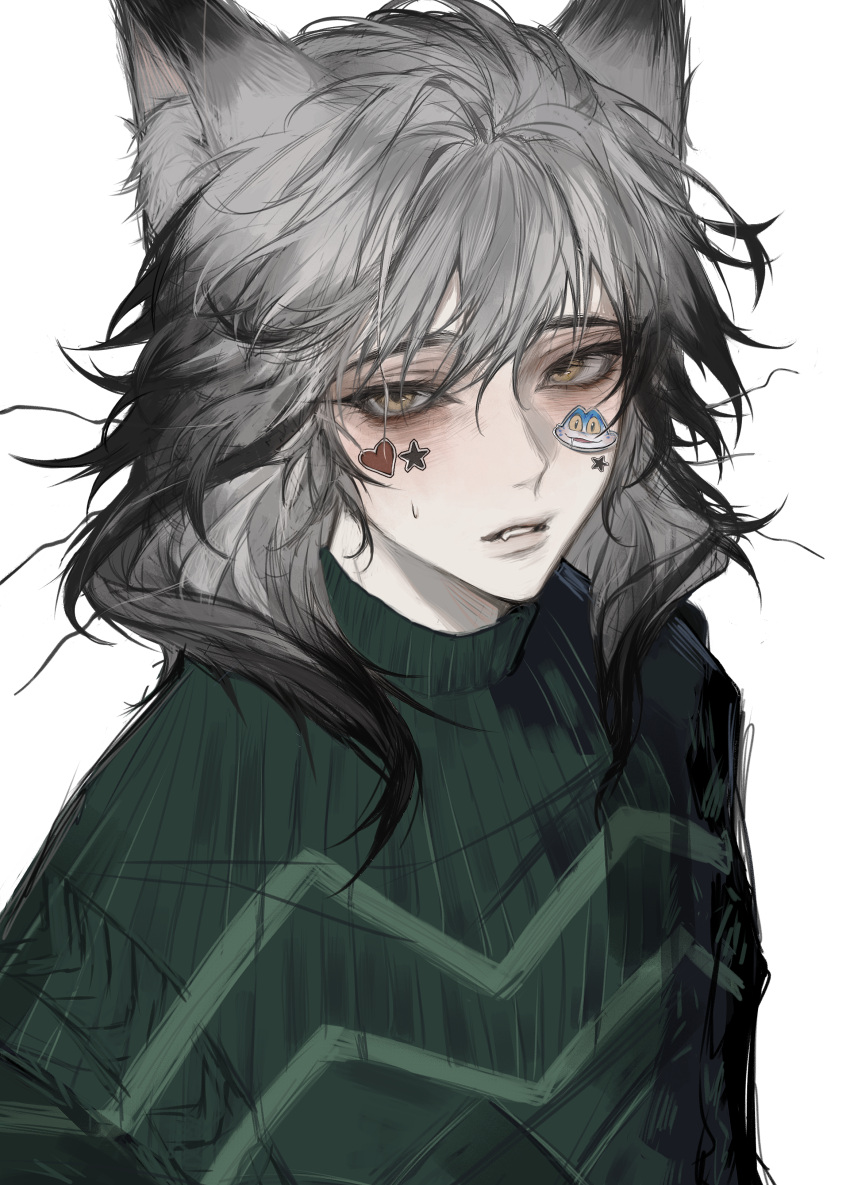 1boy, absurdres, animal_ear_fluff, animal_ears, banzhi_xiao_mi, black_hair, blush, bow