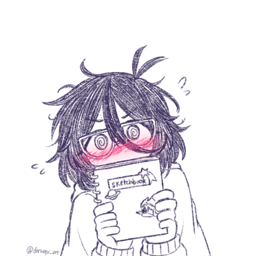 1girl, @_@, antenna_hair, blush, captain_spaceboy, commentary_request, donuqx, double-parted_bangs
