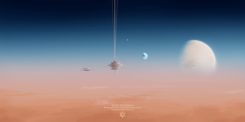 above_clouds, clouds, commentary, english_commentary, gradient_sky, highres, multiple_moons, no_humans