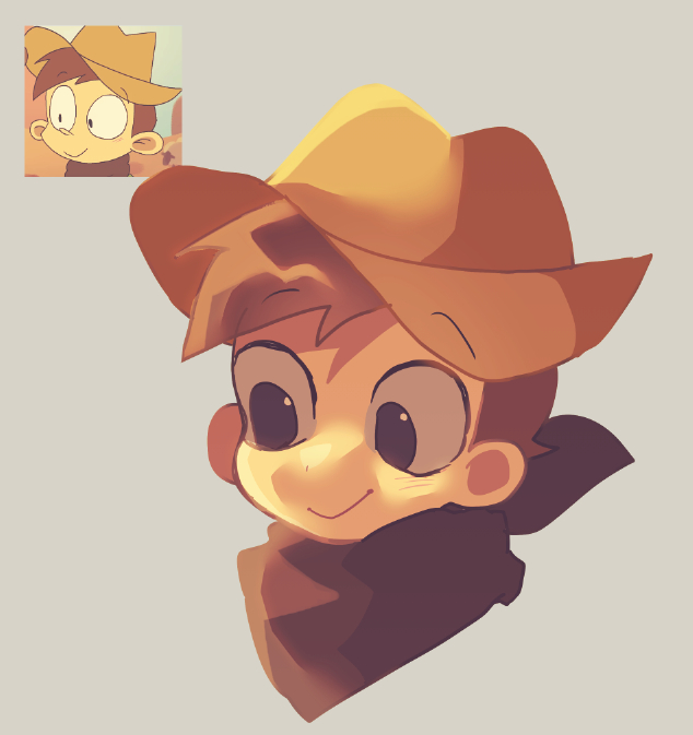 1boy, animification, black_eyes, brown_hair, brown_neckerchief, commentary_request, cowboy_hat, cowboy_western