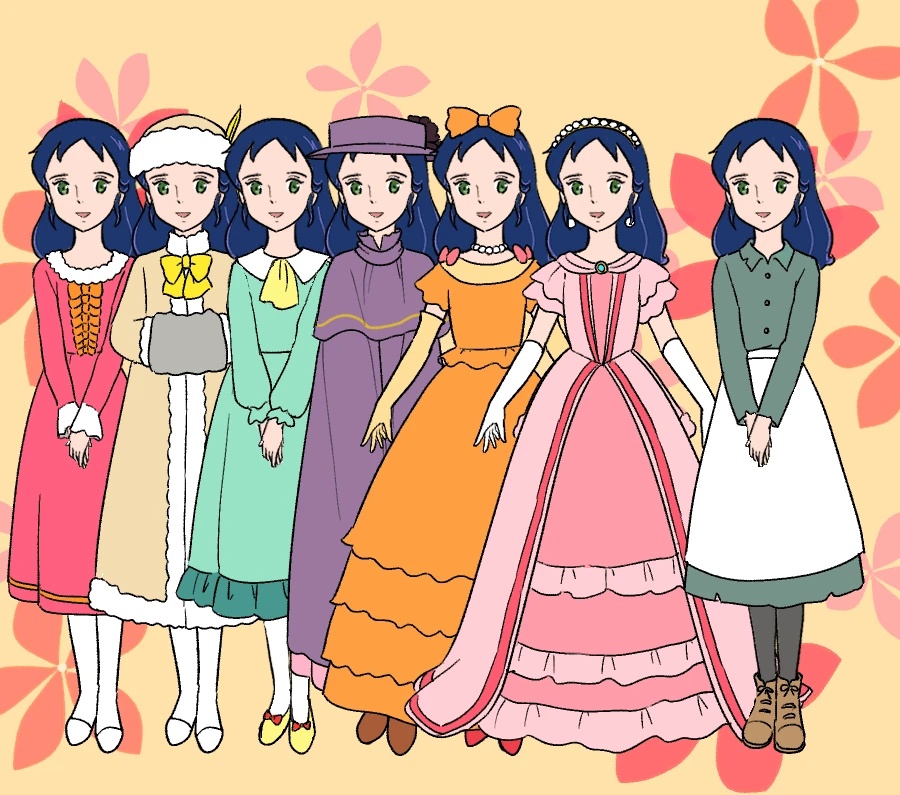 1girl, formal, happy, long_hair, princess_sarah, sarah_crewe, winter_clothes