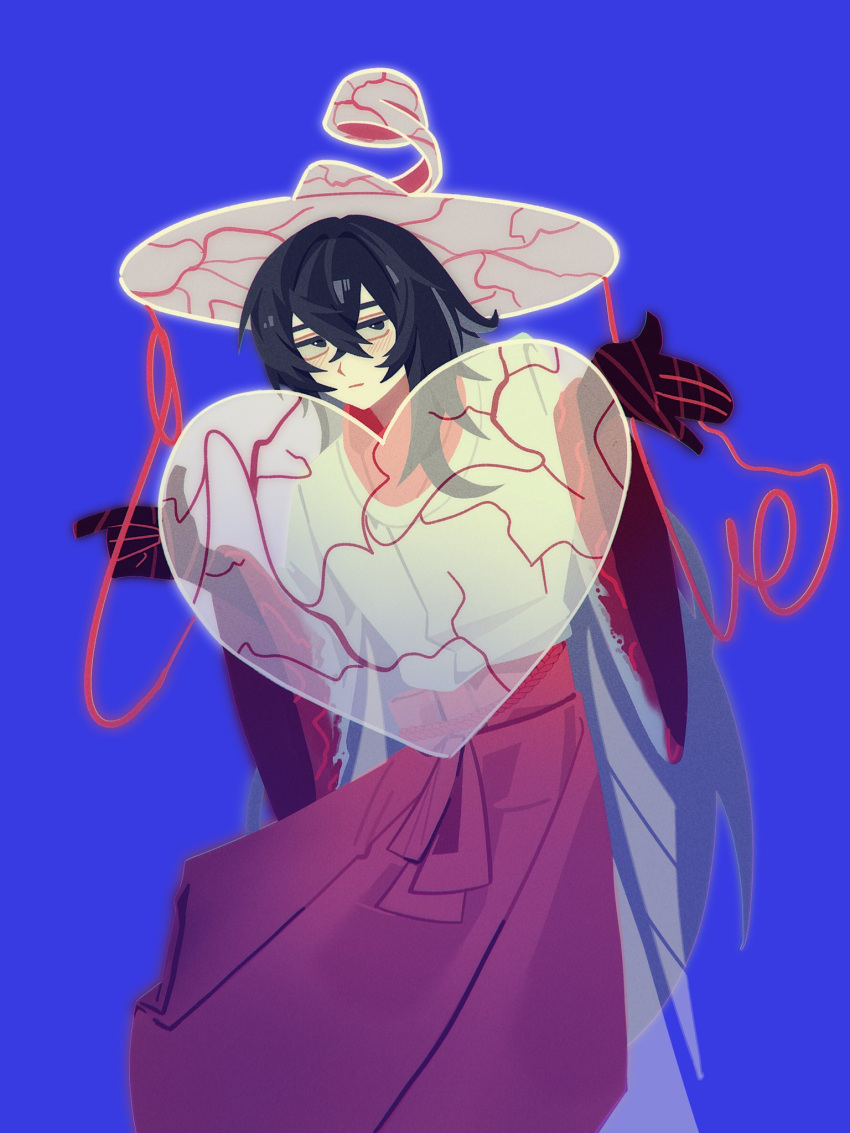 1boy, apron, black_eyes, black_hair, black_skin, closed_mouth, colored_skin, cowboy_shot