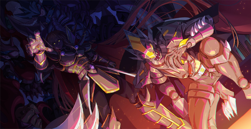 4boys, armor, brown_hair, cape, claws, closed_mouth, destiny_hero_-_destroyer_phoenix_enforcer, duel_monster