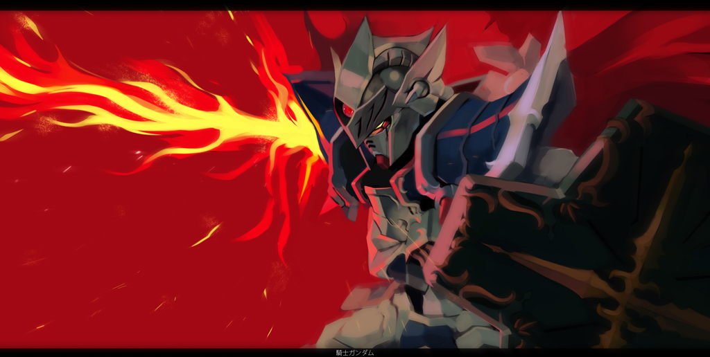knight_gundam, mecha, no_humans, pump_(artist), sd_gundam, shield, solo