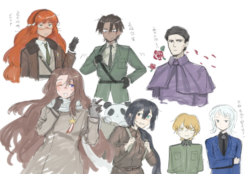 3girls, 4boys, america_(hetalia), america_(hetalia)_(cosplay), axis_powers_hetalia, badge, baozao_bi_ge, black_hair