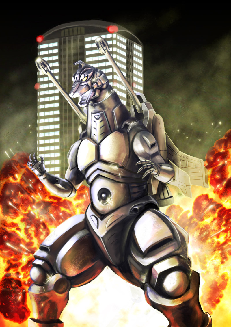 1boy, 1other, aircraft, artillery, cannon, chiba_(city), commentary_request, directed-energy_weapon, embers, energy_cannon, energy_weapon, explosion, fire, g-force, garuda_(godzilla), giant, giant_monster, glowing_mouth, godzilla_(series), godzilla_vs._mechagodzilla_ii, japan_self-defense_force, jetpack, kaiju, maser_cannon, mecha, mechagodzilla, military, military_vehicle, monster, nyoruniru, plasma_cannon, plasma_grenade_(godzilla), real_world_location, revision, robot, shoulder_cannon, sparks, stomach_cannon, super_mechagodzilla, super_robot, tokusatsu, united_nations_godzilla_countermeasure_center, war, weapon