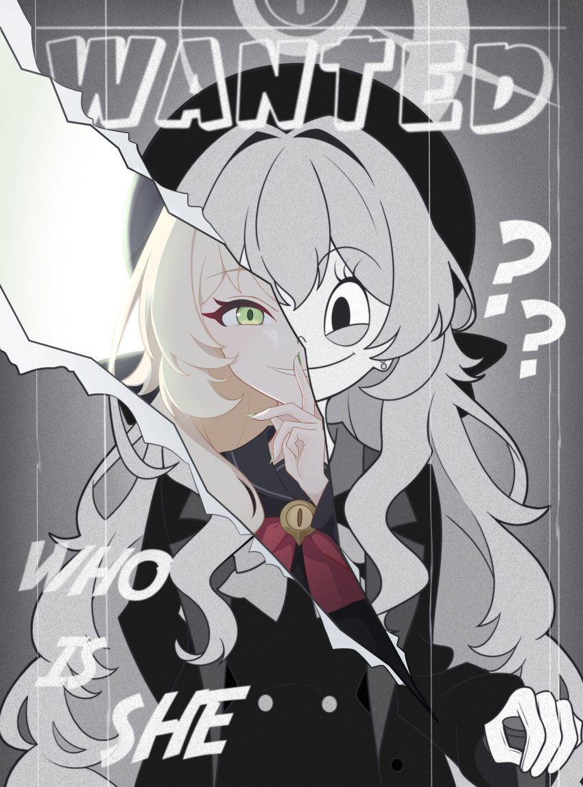 1930s_(style), 1girl, ?, ??, absurdres, black_hat, black_sailor_collar, black_serafuku