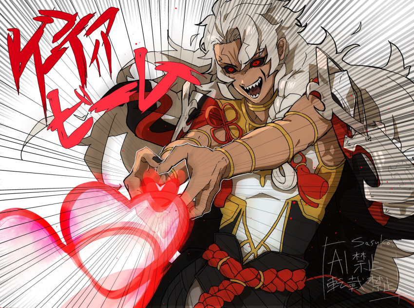 1boy, black_nails, black_sclera, bracelet, colored_sclera, dark-skinned_male, dark_skin, datenshi_no_fu