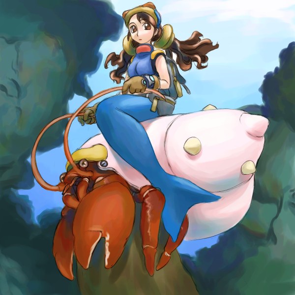 1girl, antennae, archived_source, arthropod, backpack, bad_link, bag, bare_arms