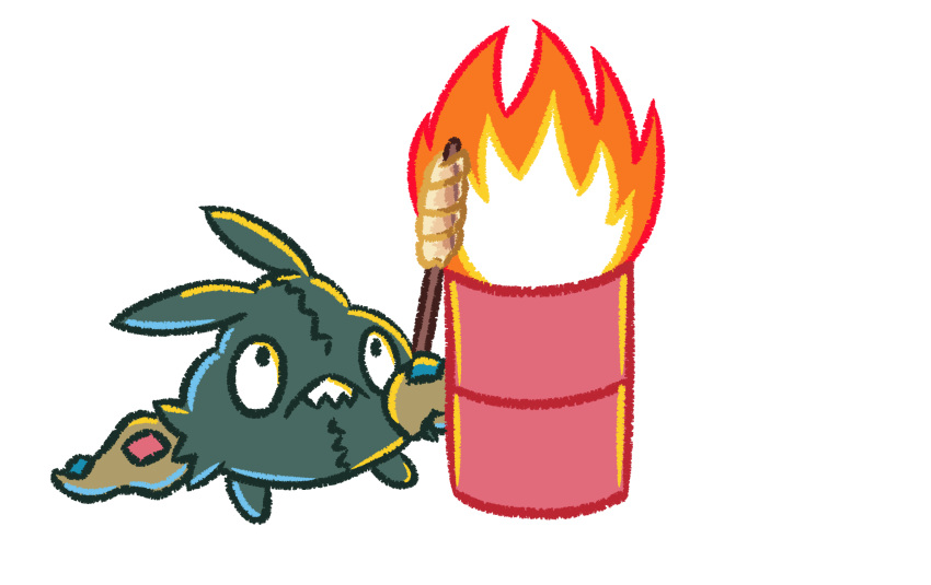absurdres, bread, closed_mouth, commentary, drum_(container), english_commentary, fire, food