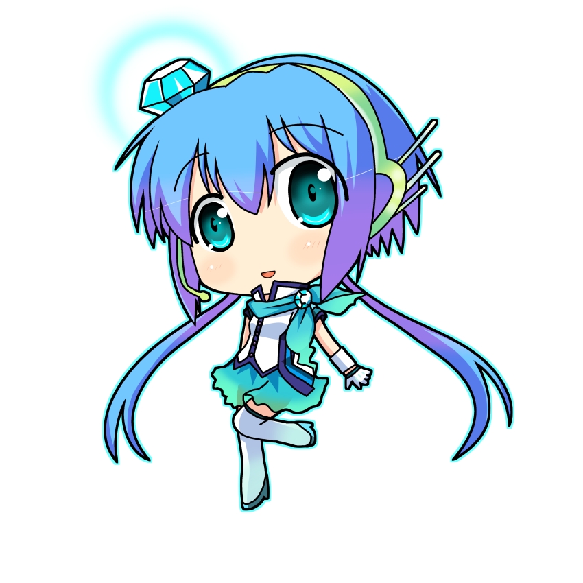 1girl, aoki_lapis, blue_eyes, blue_hair, chibi, diamond, hair_ornament, i-style_project
