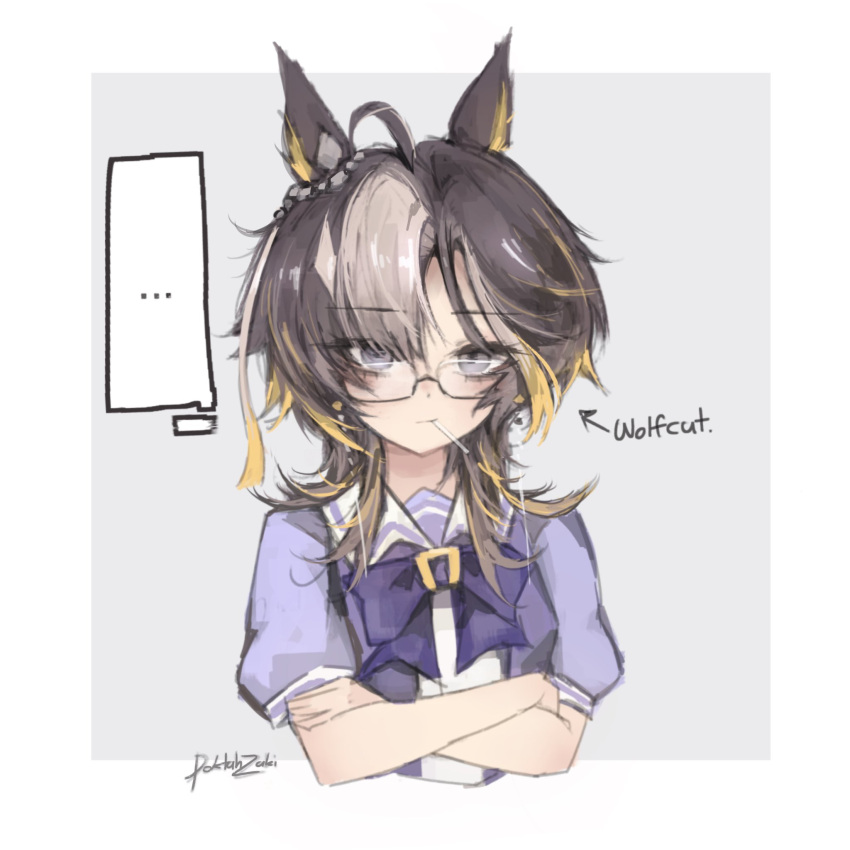 ..., 1girl, ahoge, animal_ears, blue_eyes, bow, bowtie, brown_hair