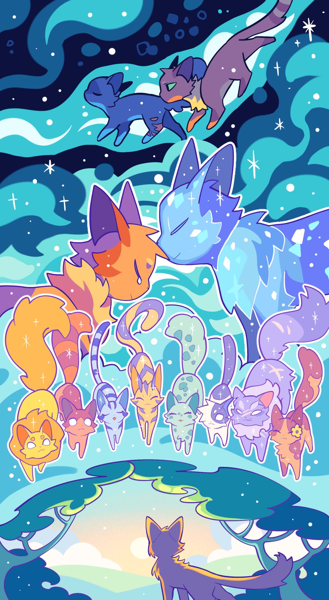 ^_^, animal, animal_focus, bluestar_(warrior_cats), brindleface, brown_cat, cat, cinderpelt