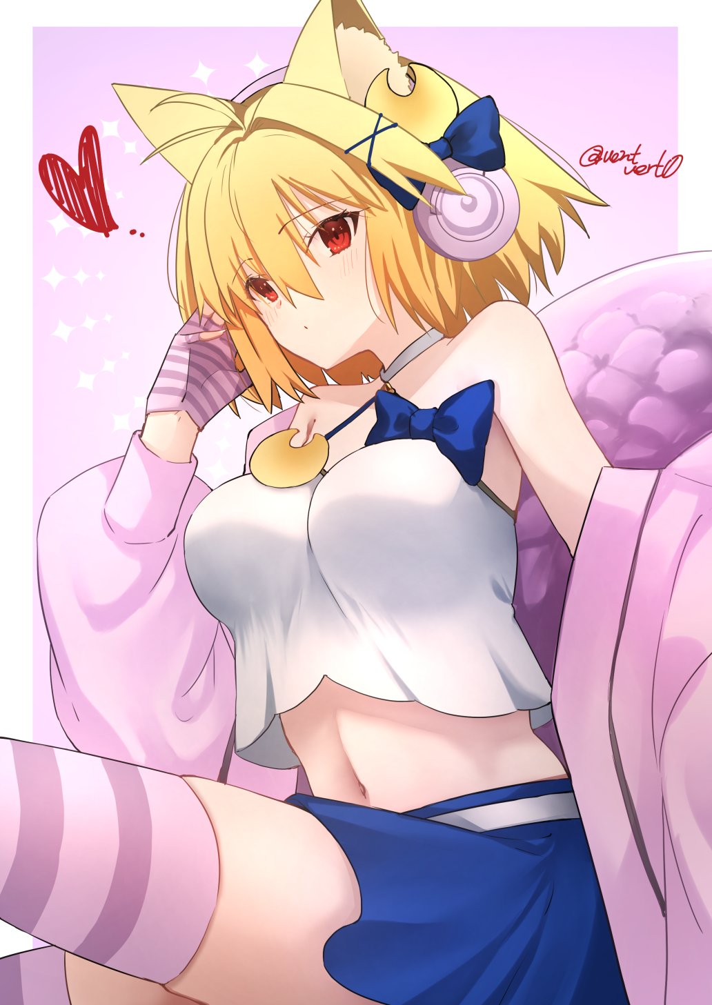 1girl, animal_ear_fluff, animal_ears, arcueid_brunestud, bare_shoulders, blue_bow, blush, bow