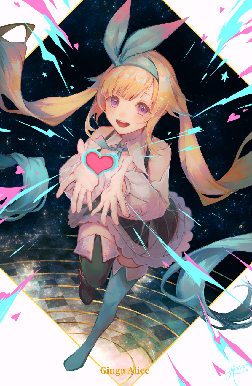 1girl, :d, absurdres, balus_co., black_skirt, blonde_hair, blush, boots