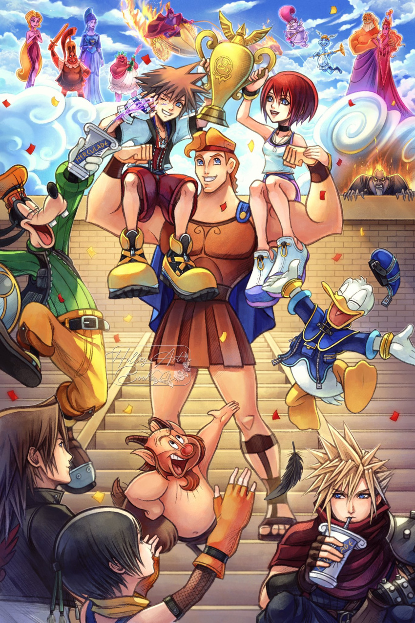 5girls, 6+boys, angry, aphrodite_(disney), ares_(disney), armor, athena_(disney), bare_shoulders