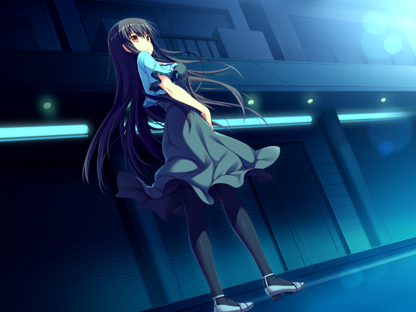 amakura, black_hair, dress, game_cg, long_hair, worlds_and_world's_end, worlds_and_world's_end, yazama_fumika