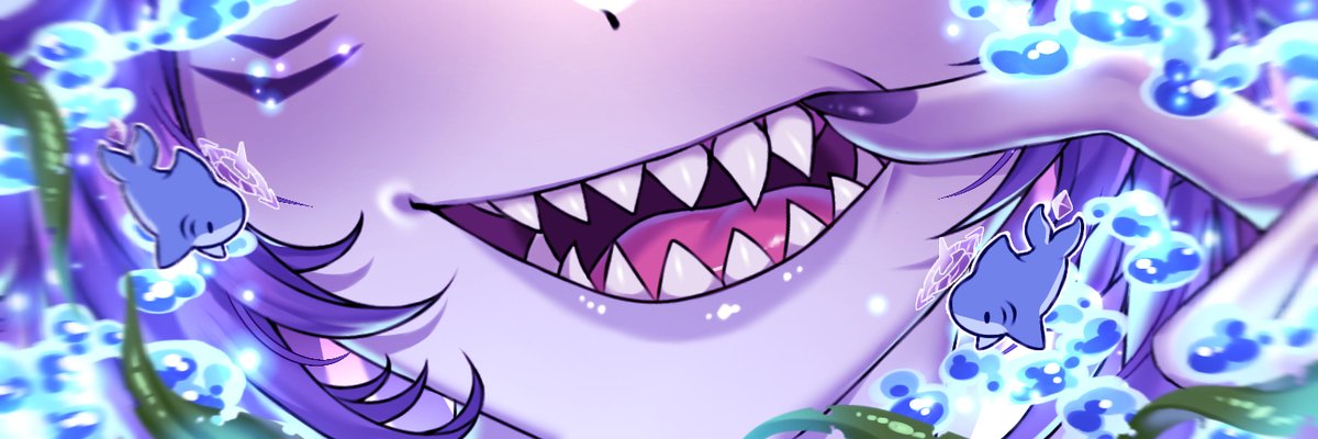 1girl, close-up, colored_skin, finger_in_own_mouth, indie_virtual_youtuber, mark_under_both_eyes, megalodon_(vtuber), purple_hair