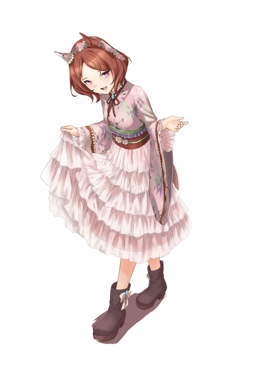 1girl, absurdres, animal_ears, blush, boots, breasts, brown_boots, brown_hair