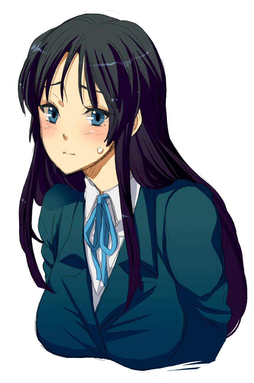 akiyama_mio, black_hair, blue_eyes, breasts, highres, hyakkimaru, k-on!, solo