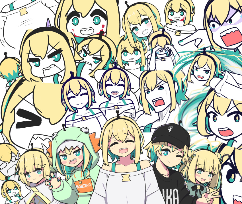 >_<, 6+girls, :>, :d, ^_^, absurdres, amano_pikamee, amano_pikamee_(1st_costume)