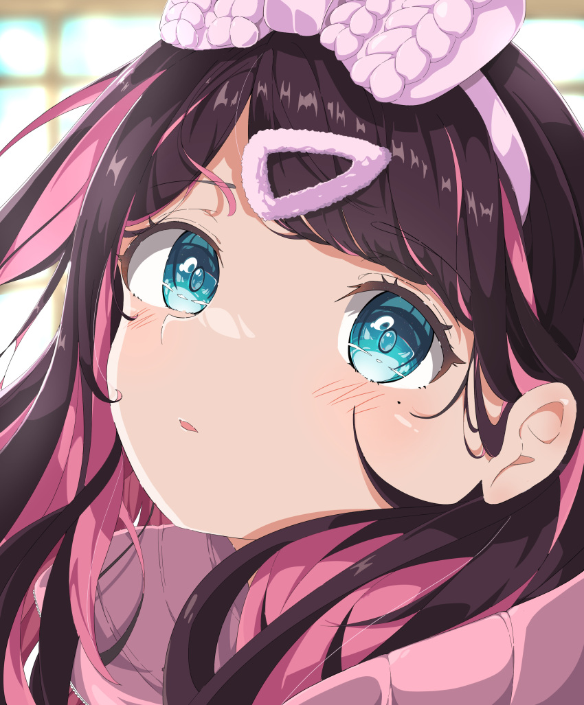 1girl, absurdres, asymmetrical_bangs, black_hair, blue_eyes, bow, cogiyamasan, hair_ornament