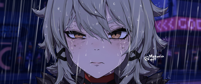 1girl, absurdres, artist_name, caesar_king_(zenless_zone_zero), chainsaw_man, close-up, closed_mouth, commentary