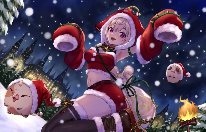 1girl, christmas, cow, indie_virtual_youtuber, long_hair, looking_at_viewer, open_mouth, rosiebellmoo, virtual_youtuber