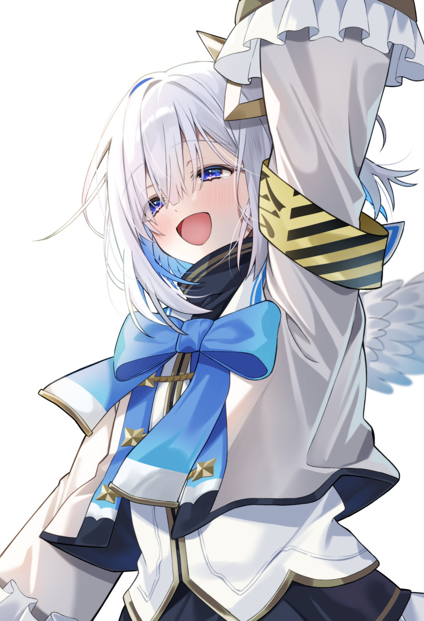 1girl, absurdres, amane_kanata, amane_kanata_(1st_costume), angel, angel_wings, armband, asymmetrical_bangs