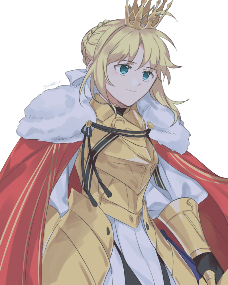 1girl, ahoge, armor, artoria_pendragon_(fate), aud0854_01, blonde_hair, breastplate, caliburn_(fate)