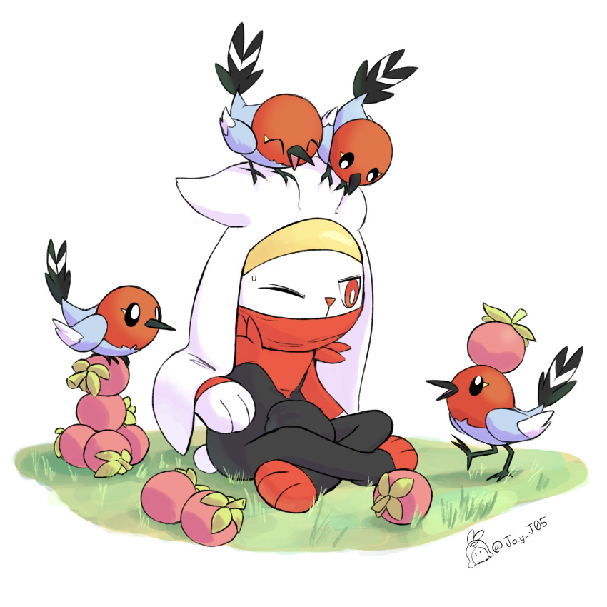 1other, ^_^, animal_ears, animal_feet, animal_hands, animal_nose, artist_name, berry_(pokemon)