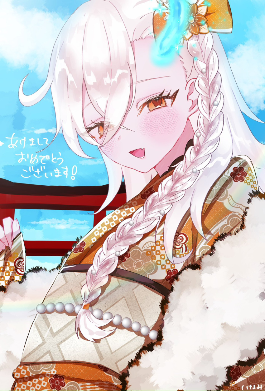 1girl, blush, braid, breasts, fang, fate/grand_order, fate_(series), hair_between_eyes