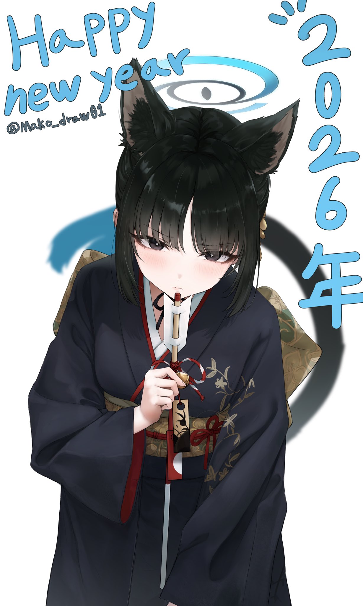 1girl, 2026, alternate_costume, animal_ear_fluff, animal_ears, arrow_(projectile), black_choker, black_eyes