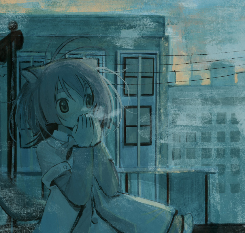 1girl, animal_ears, building, cat_ears, cat_girl, city, coat, cold