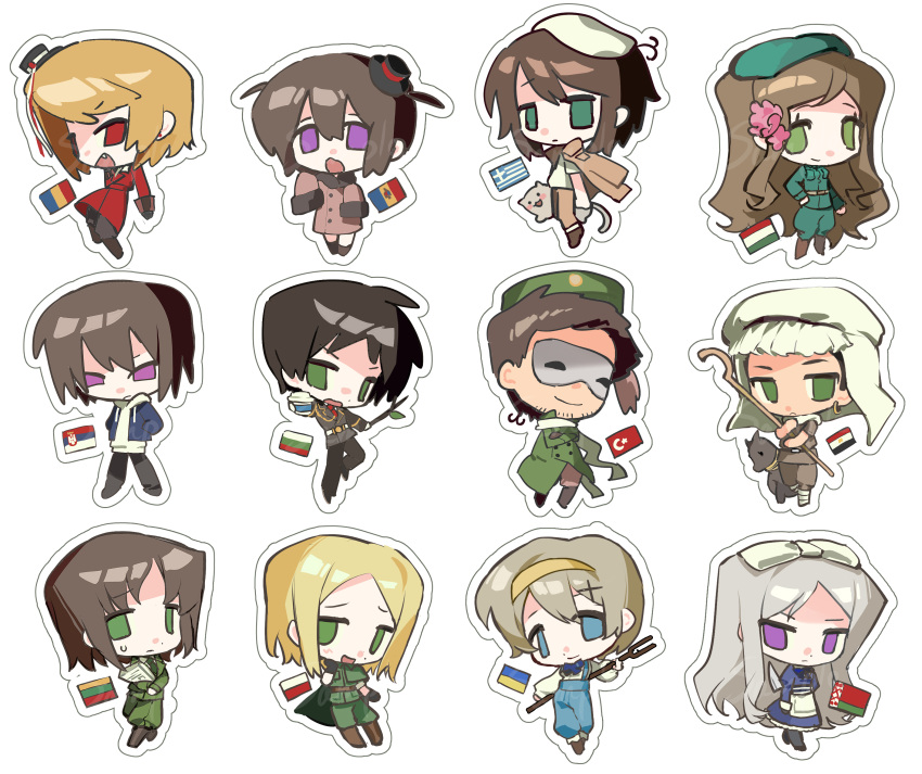 3girls, 6+boys, absurdres, ahoge, aiguillette, animal, animal_ears, apron